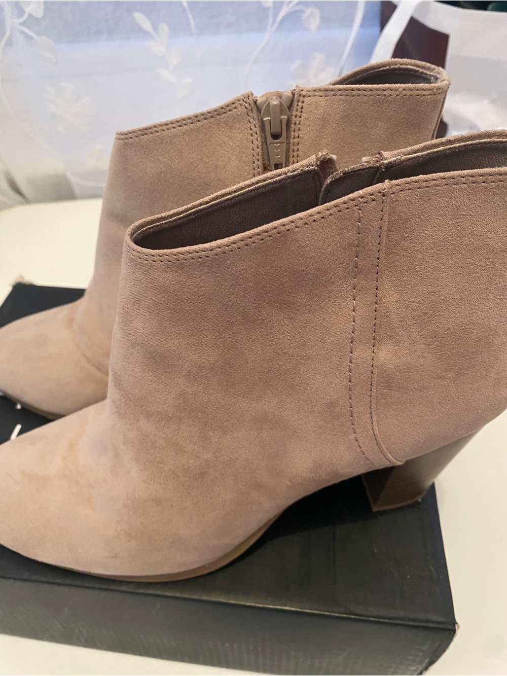Old Navy Taupe Suede Ankle Booties